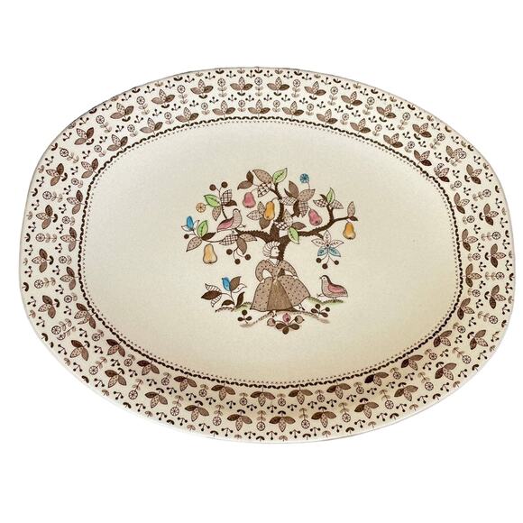 Johnson Brothers Sugar & Spice Oval Serving Platter Brown Ironstone Vtg England - Picture 1 of 11